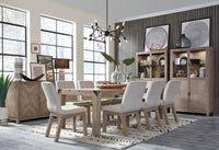 Magnussen Home Ainsley Cerused Khaki Extendable Rectangular Dining Table With 8 Host Chairs And Buffet