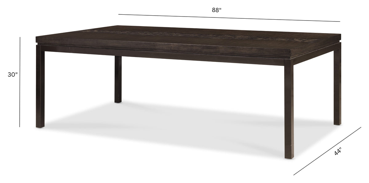 Pulaski Modern Mosaic Brown Leg Dining Table With 6 Arm Chairs And Sideboard