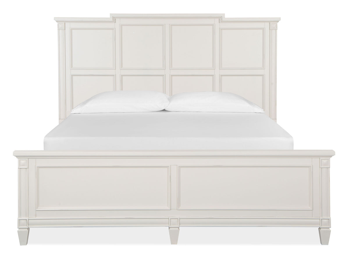 Magnussen Home Willowbrook Egg Shell White California King Panel Bed With 2 Open Nightstands