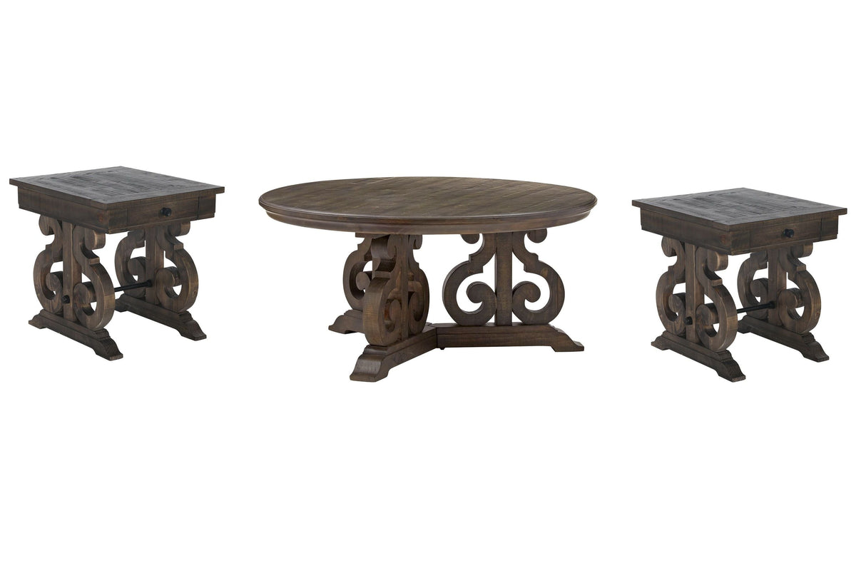 Magnussen Home Bellamy Peppercorn Round Cocktail Table With 2 End Table
