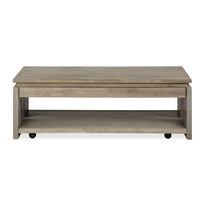 Magnussen Home Conrad Stone Harbor Grey Rectangular Lift Top Storage Cocktail Table With 2 End Table And Sofa Table