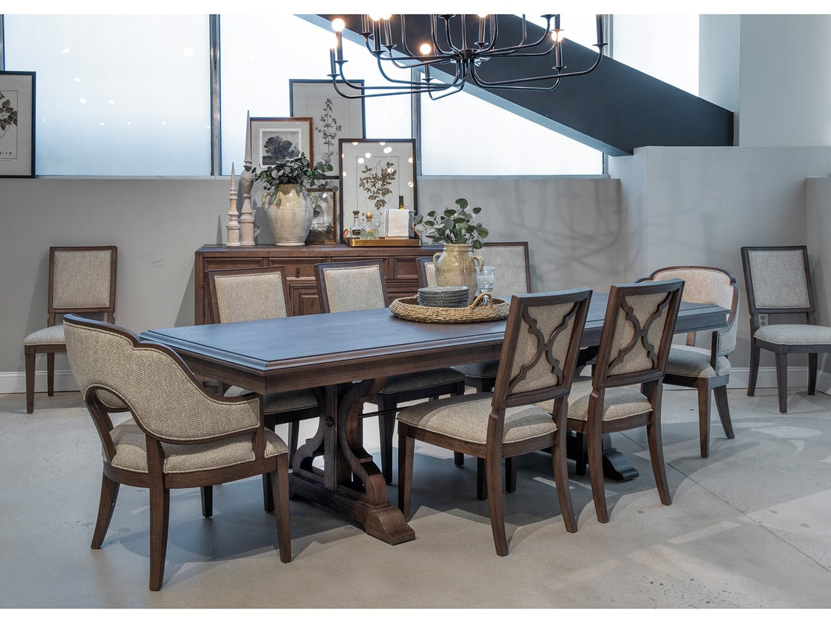 Magnussen Home Jubilee Brown Extendable Trestle Dining Table With 6 Arm Chairs