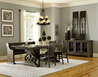 Magnussen Home Bellamy Peppercorn Extendable Rectangular Dining Table With 4 Side Chairs And 2 Host Chairs