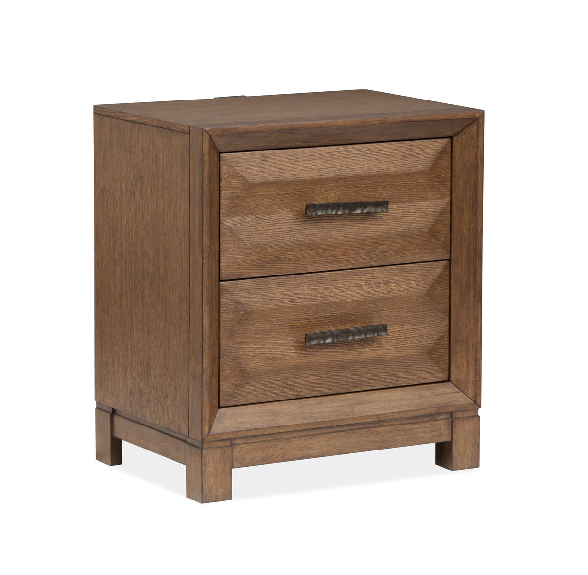 Magnussen Home Callisto Bourbon Brown Queen Upholstered Panel Bed With 2 Nightstands