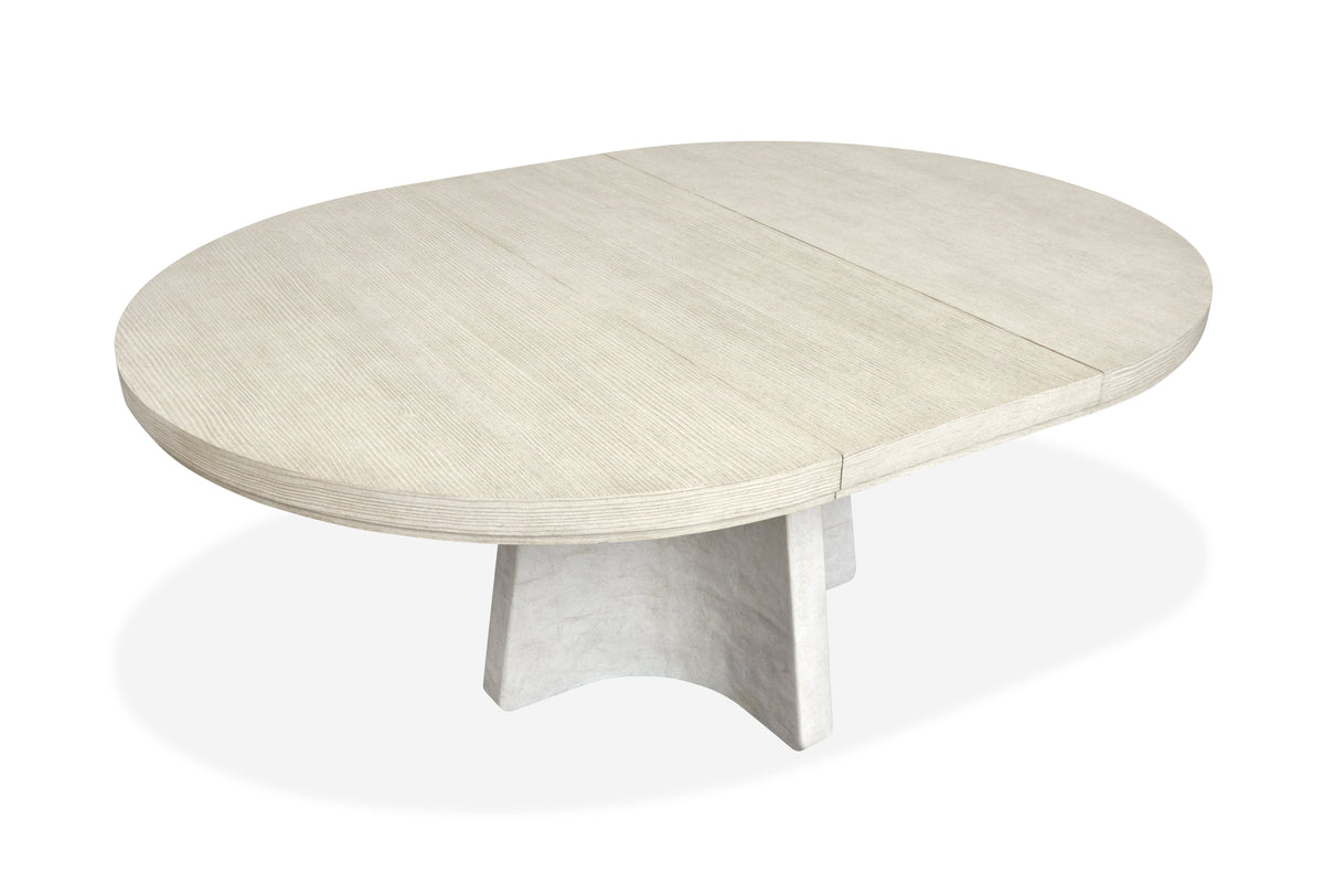 Magnussen Home Lorelei Misty Cloud Extendable 54" Round Dining Table With 2 Side Chairs And 2 Host Chairs