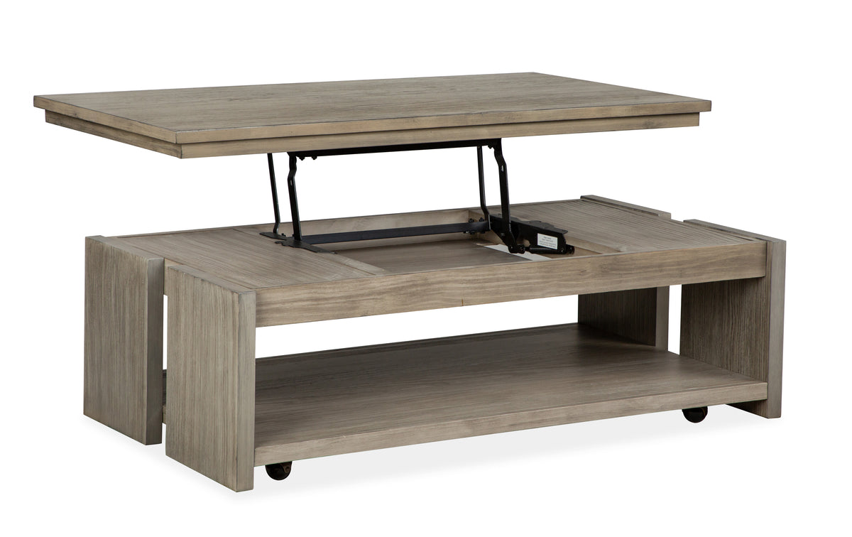 Magnussen Home Conrad Stone Harbor Grey Rectangular Lift Top Storage Cocktail Table With Casters