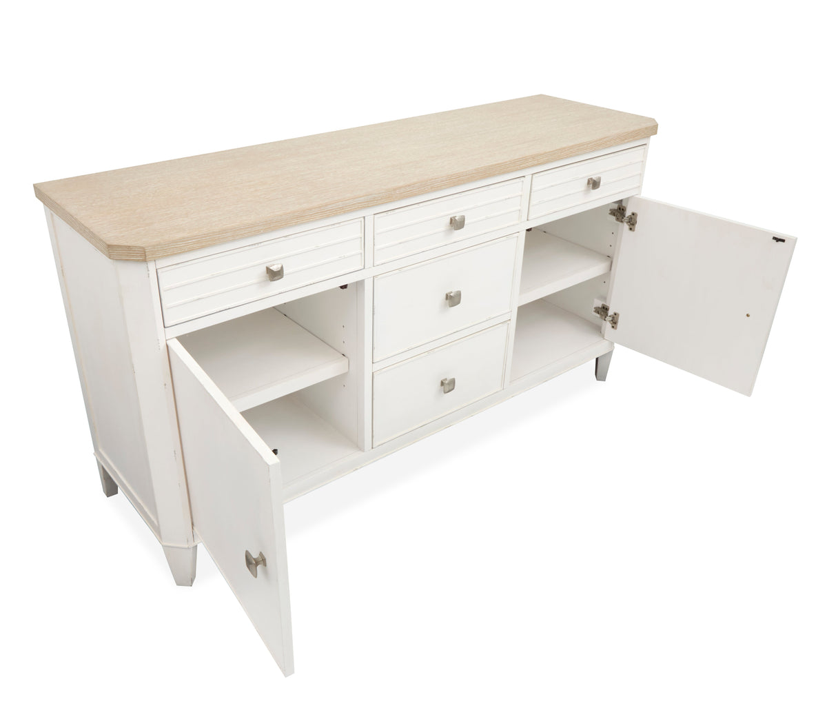 Salt Life Home Echo Isles Sea Pearl And Driftwood Extendable Rectangular Dining Table With 6 Side Chairs And Buffet