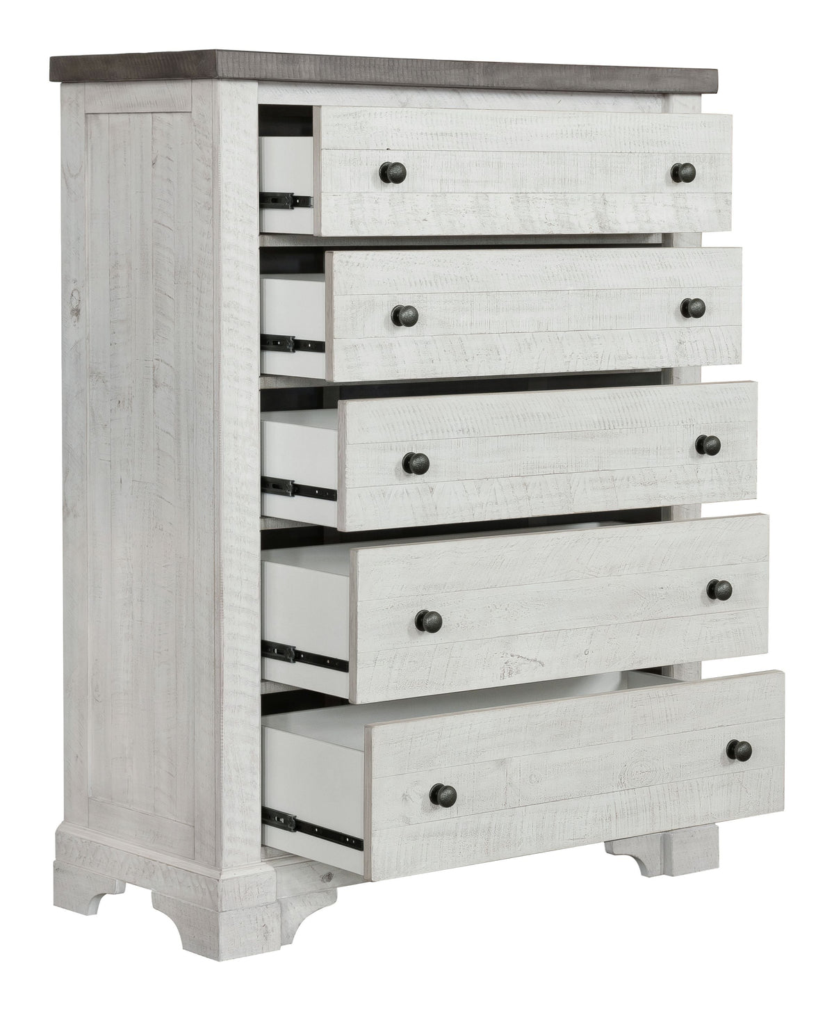 Samuel Lawrence Valley Ridge Distressed White 5 Drawer Chest