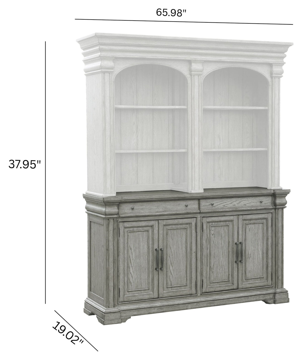 Pulaski Madison Ridge Bluff Grey Farmhouse Leg Dining Table With 4 Side Chairs And Server