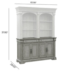 Pulaski Madison Ridge Bluff Grey Farmhouse Leg Dining Table With 4 Side Chairs And Server