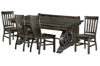 Magnussen Home Bellamy Peppercorn Extendable Rectangular Dining Table With 4 Side Chairs And Bench