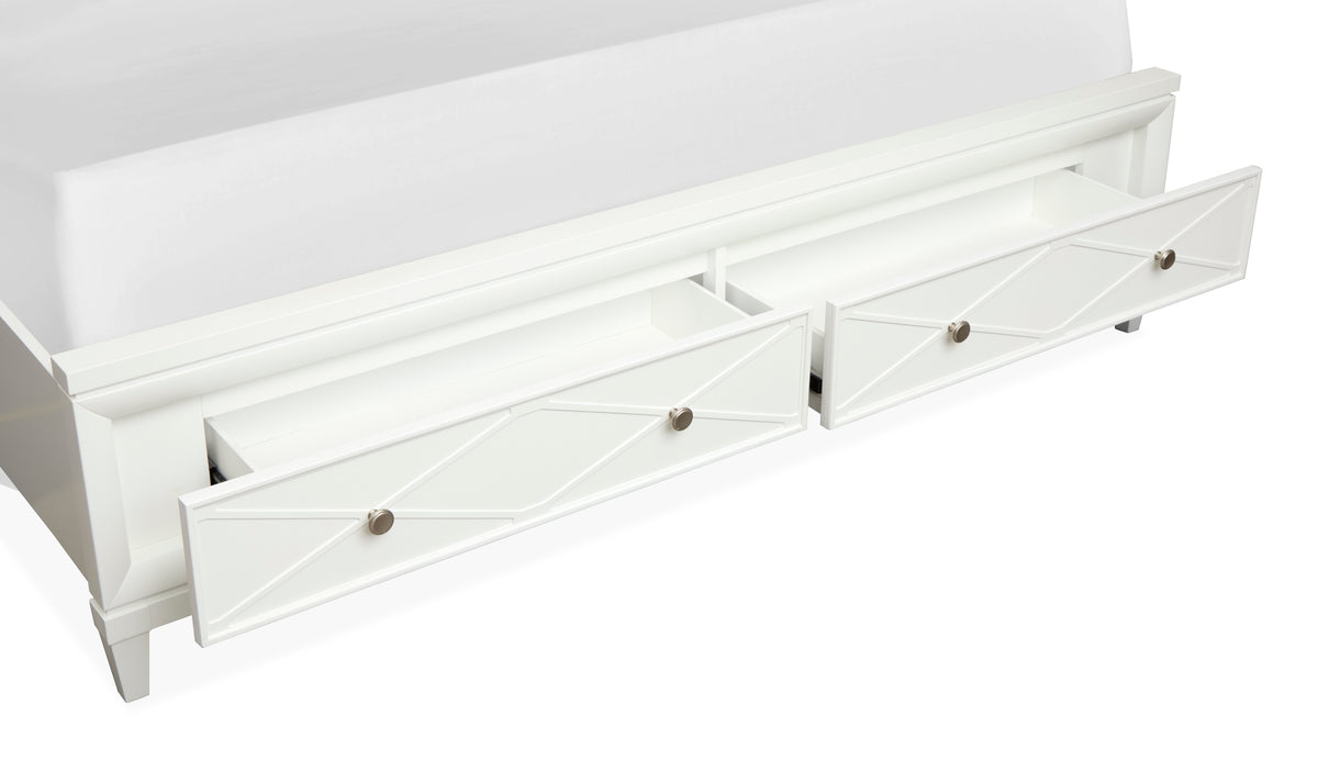 Magnussen Home Springhouse Whisper White King Upholstered Panel Storage Bed