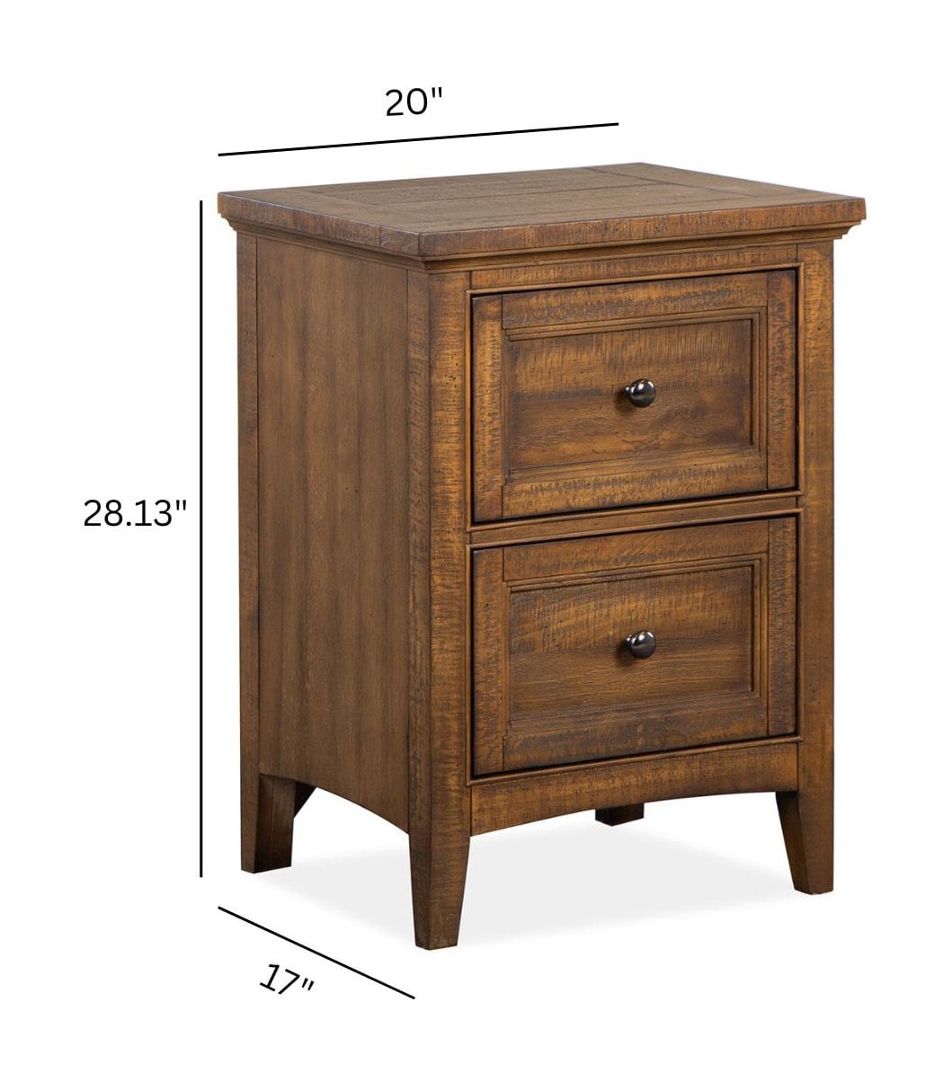 Magnussen Home Bay Creek Toasted Nutmeg King Panel Storage Bed 2 Small Nightstands Drawer Dresser With Landscape Mirror And Door Chest