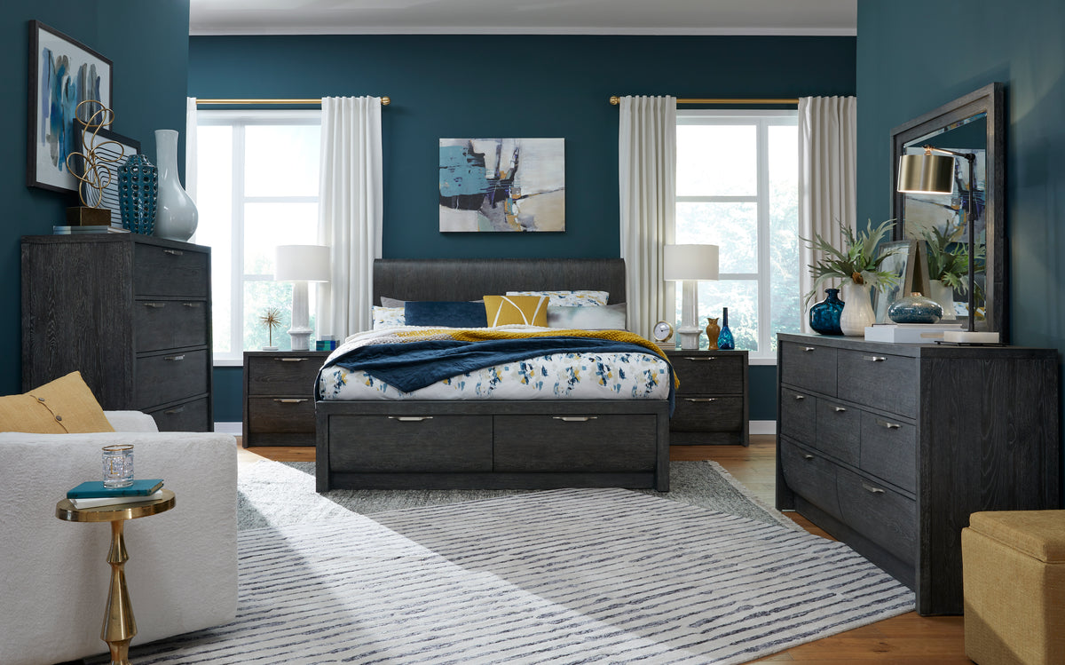 Magnussen Home Kinsley Black Heron King Panel Storage Bed
