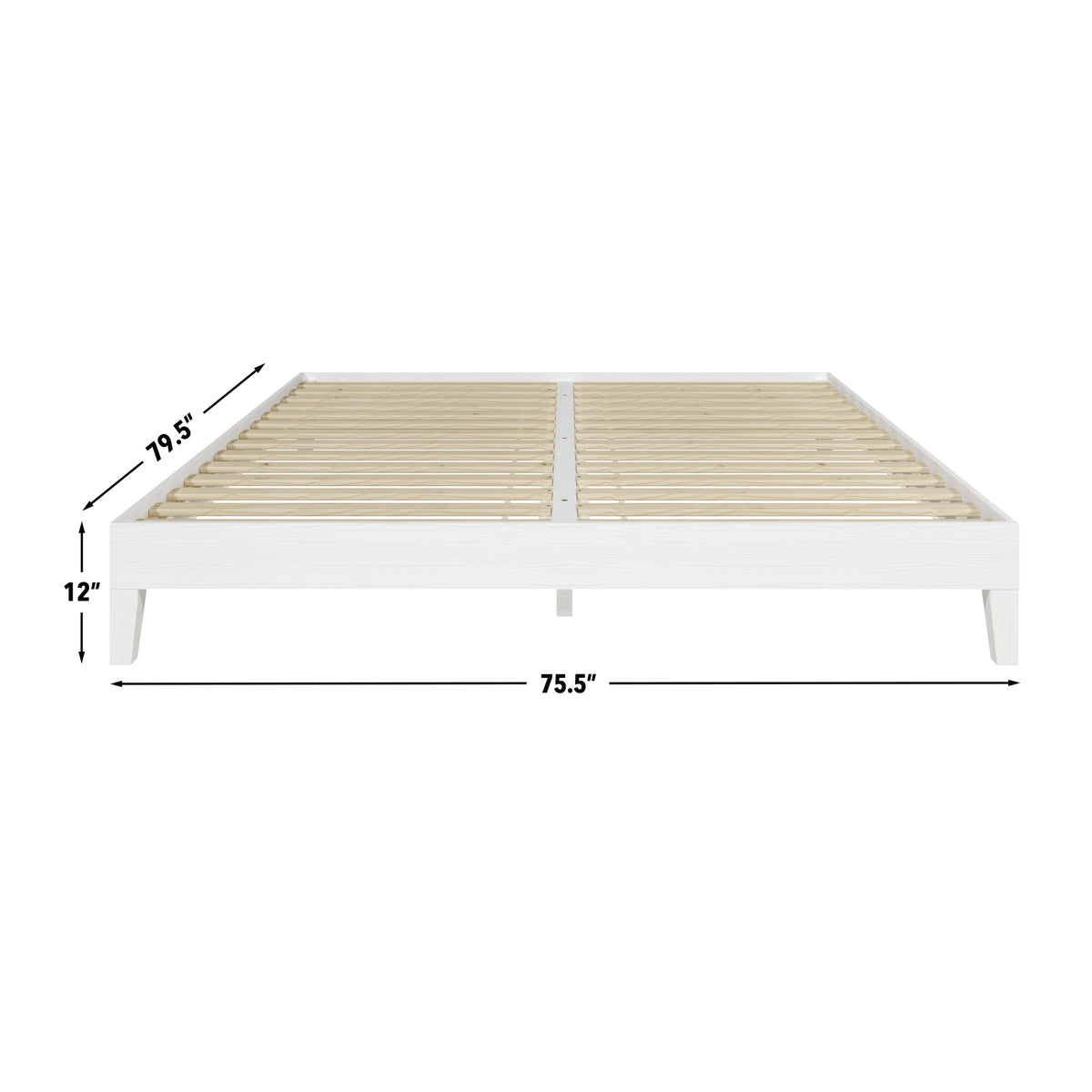 Nix Solid Wood King Platform Bed, White