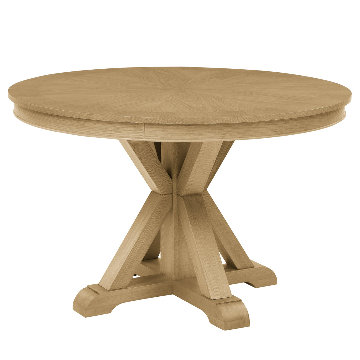Rylie Dining Table & 4 Captains Chairs, Natural Finish, Camel Vegan Leather