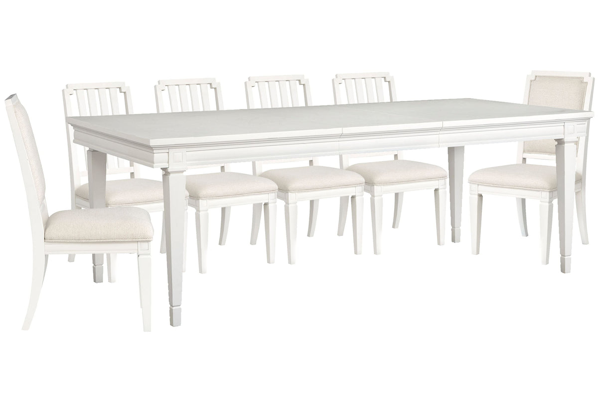 Magnussen Home Willowbrook Egg Shell White Extendable Rectangular Dining Table With 4 Side Chairs And 2 Upholstered Side Chairs