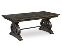 Magnussen Home Bellamy Peppercorn Extendable Rectangular Dining Table With 2 Side Chairs Bench And Buffet