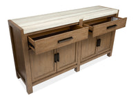 Magnussen Home Plum Creek Sierra Brown Rectangular Dining Table With 6 Upholstered Side Chairs And Server