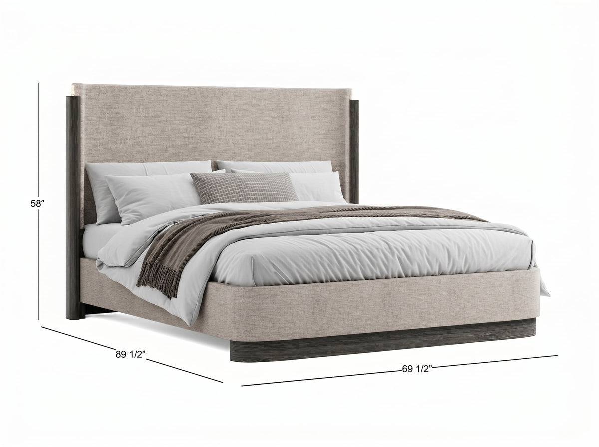 Magnussen Home Keaton Black Queen Upholstered Panel Bed With Nightstand