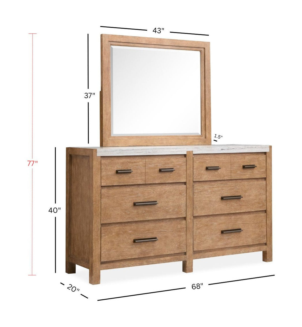 Magnussen Home Plum Creek Sierra Brown Queen Panel Bed 2 Nightstands And Drawer Dresser With Landscape Mirror