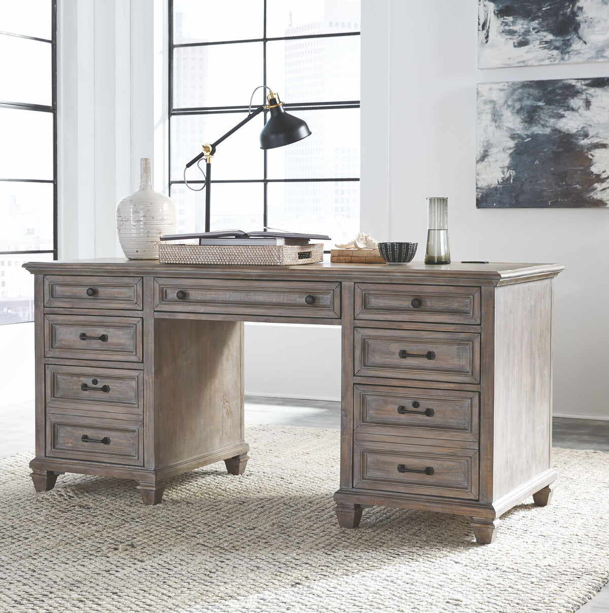 Magnussen Home Lancaster Dovetail Grey Executive Desk