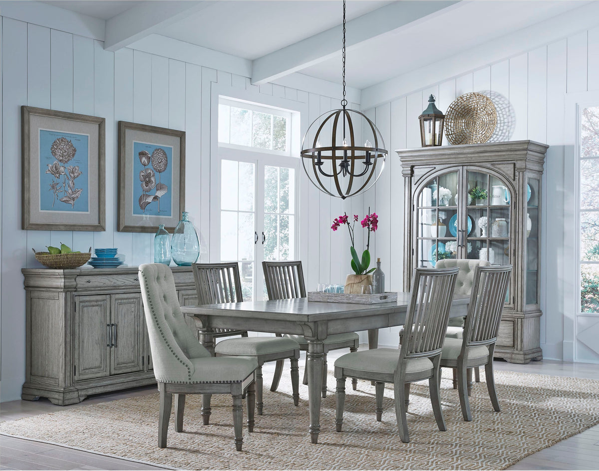 Pulaski Madison Ridge Bluff Grey Farmhouse Leg Dining Table With 6 Side Chairs