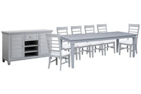 Magnussen Home Charleston Harbor Gray Grey Extendable Rectangular Dining Table With 6 Side Chairs And Server