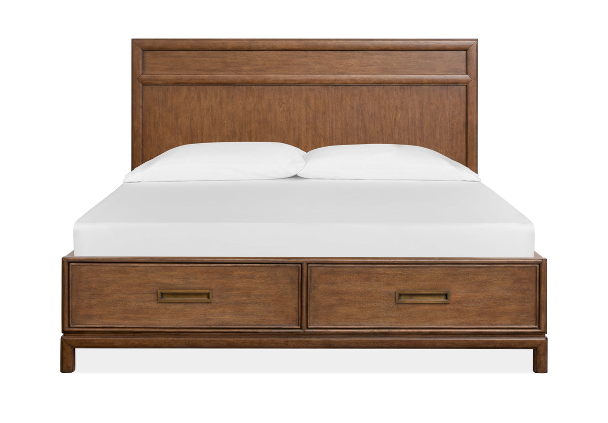 Magnussen Home Ridgefield Russet Queen Panel Storage Bed With Nightstand