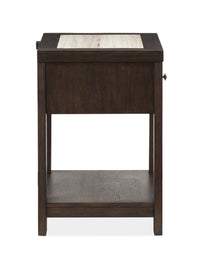 Magnussen Home Tauren Coffee Bean Queen Panel Bed With Open Nightstand