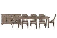 Magnussen Home Lancaster Dovetail Grey Extendable Rectangular Dining Table With 6 Side Chairs 2 Arm Chairs And Buffet