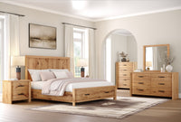 Magnussen Home Laramie Honey Wheat King Panel Storage Bed