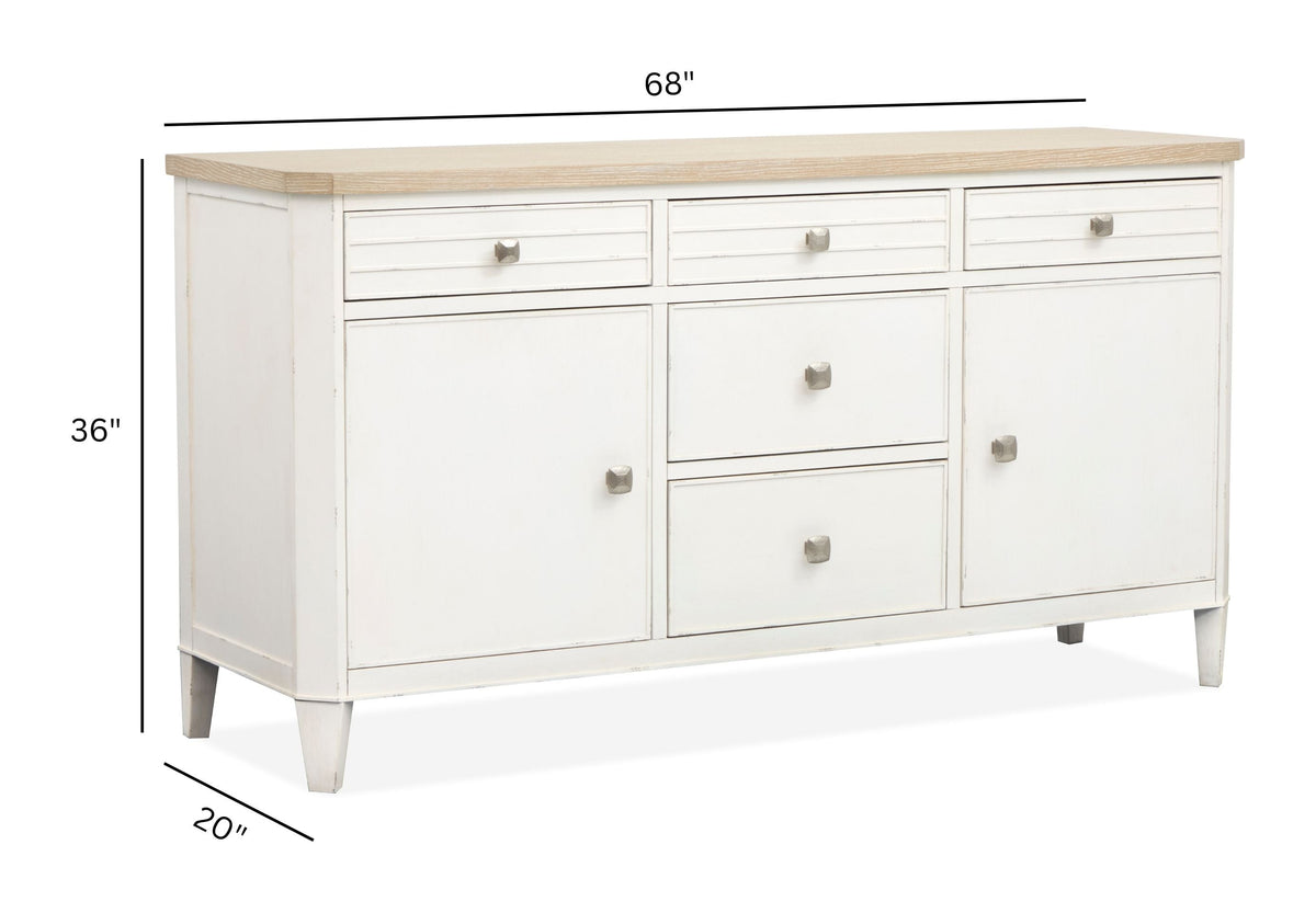Salt Life Home Echo Isles Sea Pearl And Driftwood Extendable Rectangular Dining Table With 6 Side Chairs And Buffet