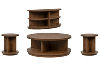 Magnussen Home Oswald Brown Round Cocktail Table With 2 End Tables And Sofa Table