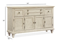 Magnussen Home Newport Alabaster Extendable Rectangular Dining Table With 2 Upholstered Benches 2 Side Chairs And Buffet