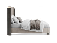 Magnussen Home Keaton Black Queen Upholstered Panel Bed With Nightstand