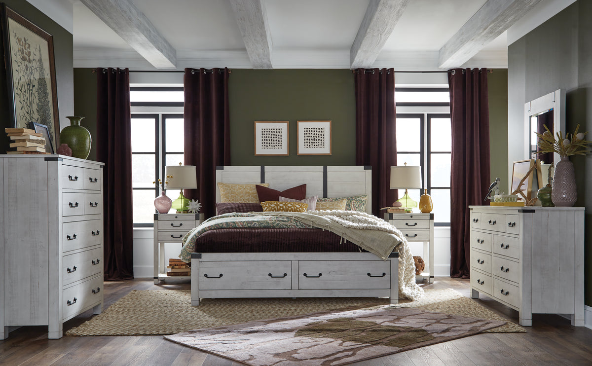 Magnussen Home Chesters Mill Alabaster California King Panel Storage Bed