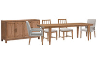 Magnussen Home Lindon Belgian Wheat Extendable Rectangular Dining Table With 2 Grey Side Chairs 2 Arm Chairs And Buffet