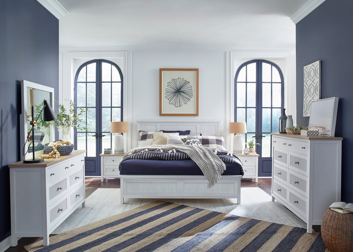 Salt Life Home Windmill Harbour White Whisp And Sand King Panel Bed