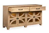 Magnussen Home Coventry Honey Maple Extendable Trestle Dining Table With 4 Side Chairs And Buffet
