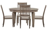 Magnussen Home Lancaster Dovetail Grey Extendable Round Dining Table With 4 Side Chairs