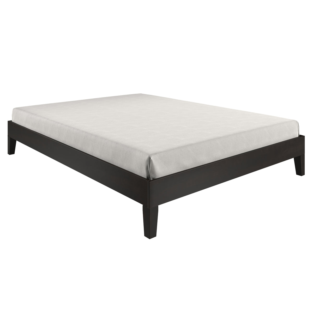 Nix Solid Wood Queen Platform Bed, Black
