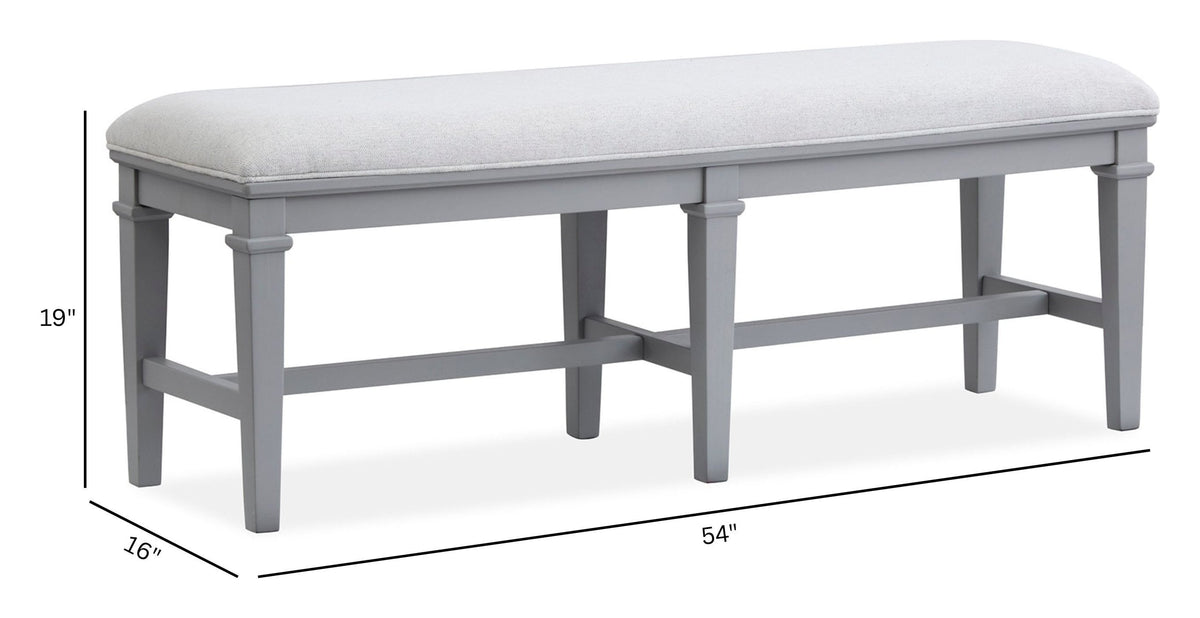 Magnussen Home Charleston Harbor Gray Grey Extendable Rectangular Dining Table With 4 Side Chairs Bench And Server