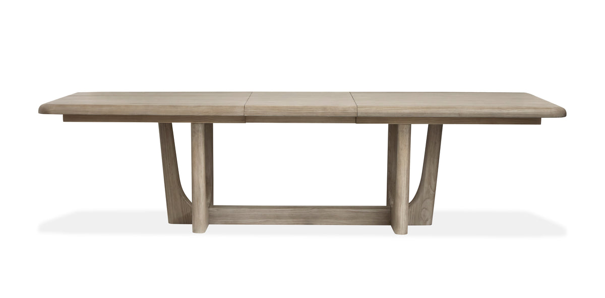 Magnussen Home Braelyn Dorian Grey Extendable Trestle Dining Table With 4 Side Chairs And Buffet