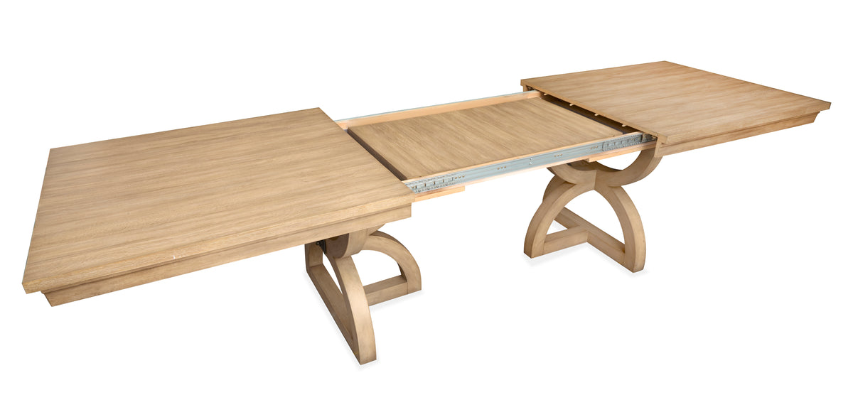 Magnussen Home Coventry Honey Maple Extendable Trestle Dining Table With 4 Side Chairs And Buffet