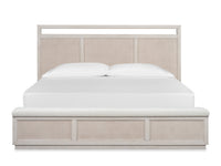 Magnussen Home Cypress Point Sand Dollar Queen Panel Storage Bench Bed With 2 Nightstands
