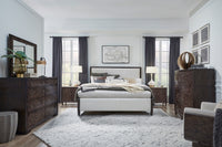 Magnussen Home Rowan Espresso King Upholstered Panel Bed With Nightstand