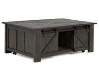 Magnussen Home Garrett Weathered Charcoal Rectangular Lift Top Cocktail Table With 2 End Table