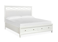Magnussen Home Springhouse Whisper White King Upholstered Panel Storage Bed