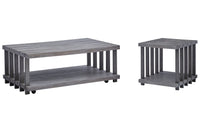 Magnussen Home Eldridge Weathered Gravel And Satin Bronze Rectangular Cocktail Table With End Table